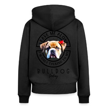 Bulldogge Bulldog Bulldoggen - Frauen Premium Bio Zip Hoodie - Schwarz - Hinten - Julia (174cm)