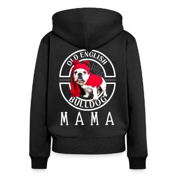 Bulldogge Bulldog Bulldoggen Mama - Frauen Premium Bio Zip Hoodie - Schwarz - Hinten - Julia (174cm)