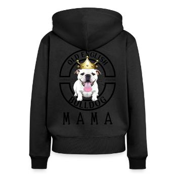 Bulldogge Bulldog Bulldoggen Mama - Frauen Premium Bio Zip Hoodie - Schwarz - Hinten - Julia (174cm)