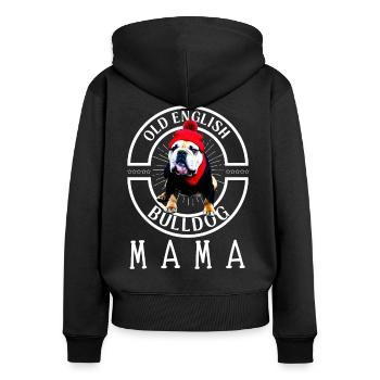 Bulldogge Bulldog Bulldoggen Mama - Frauen Premium Bio Zip Hoodie - Schwarz - Hinten - Julia (174cm)