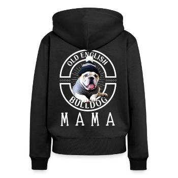 Bulldogge Bulldog Bulldoggen Mama - Frauen Premium Bio Zip Hoodie - Schwarz - Hinten - Julia (174cm)