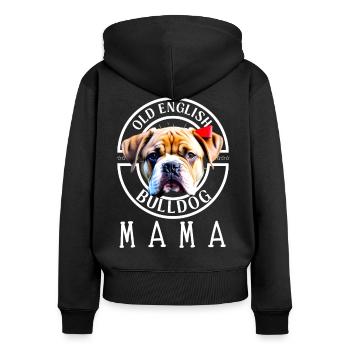 Bulldogge Bulldog Bulldoggen Mama - Frauen Premium Bio Zip Hoodie - Schwarz - Hinten - Julia (174cm)