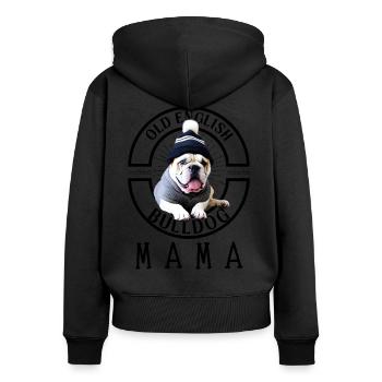 Bulldogge Bulldog Bulldoggen Mama - Frauen Premium Bio Zip Hoodie - Schwarz - Hinten - Julia (174cm)