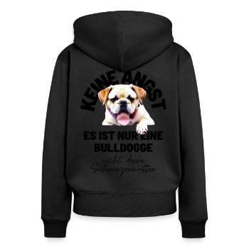 KEINE ANGST ... Bulldogge Bulldog Bulldoggen - Frauen Premium Bio Zip Hoodie - Schwarz - Hinten - Julia (174cm)
