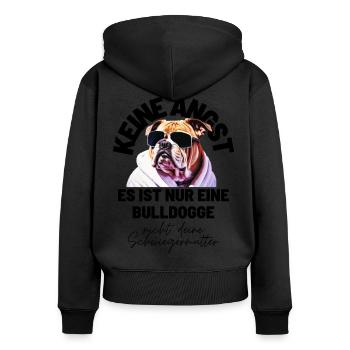 KEINE ANGST Bulldogge Bulldog Bulldoggen - Frauen Premium Bio Zip Hoodie - Schwarz - Hinten - Julia (174cm)