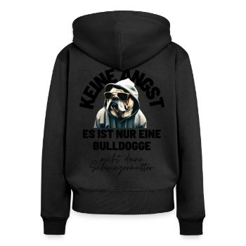 KEINE ANGST ... Bulldogge Bulldog Bulldoggen - Frauen Premium Bio Zip Hoodie - Schwarz - Hinten - Julia (174cm)