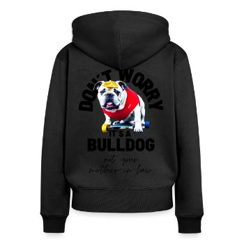NE VOUS INQUIÉTEZ PAS... Bulldog Bulldog Bulldogs - Sweat à capuche zippé Premium bio Femme - noir - Dos - Julia (174cm)