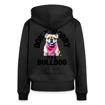 NE VOUS INQUIÉTEZ PAS... Bulldog Bulldog Bulldogs - Sweat à capuche zippé Premium bio Femme - noir - Dos - Julia (174cm)