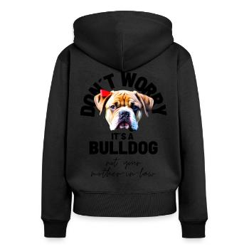 NE VOUS INQUIÉTEZ PAS... Bulldog Bulldog Bulldogs - Sweat à capuche zippé Premium bio Femme - noir - Dos - Julia (174cm)