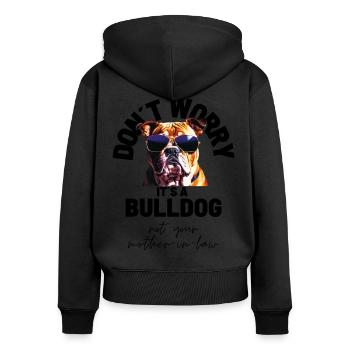 NE VOUS INQUIÉTEZ PAS... Bulldog Bulldog Bulldogs - Sweat à capuche zippé Premium bio Femme - noir - Dos - Julia (174cm)
