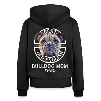 Bulldogge - BEST Bulldog MOM - Bulldoggen Mama - Sweat à capuche zippé Premium bio Femme - noir - Dos - Julia (174cm)