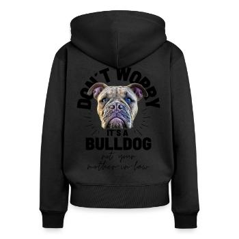 NE VOUS INQUIÉTEZ PAS... Bulldog Bulldog Bulldogs - Sweat à capuche zippé Premium bio Femme - noir - Dos - Julia (174cm)