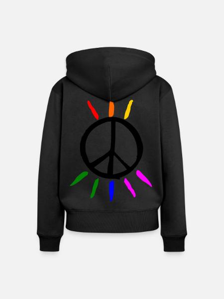 Peacezeichen - Frauen Premium Bio Zip Hoodie - Schwarz