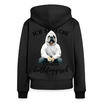 Ich spreche BULLDOGGISCH Bulldog Bulldogge Bulldog - Frauen Premium Bio Zip Hoodie - Schwarz - Hinten - Julia (174cm)