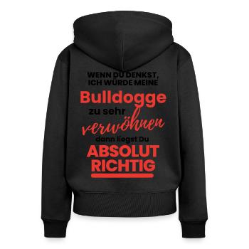 Bulldogge verwöhnen BULLDOG Bulldoggen Hund Hunde - Frauen Premium Bio Zip Hoodie - Schwarz - Hinten - Julia (174cm)