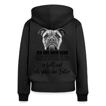 ICH und MEIN HUND - Hunde HUND Bulldogge - Frauen Premium Bio Zip Hoodie - Schwarz - Hinten - Julia (174cm)