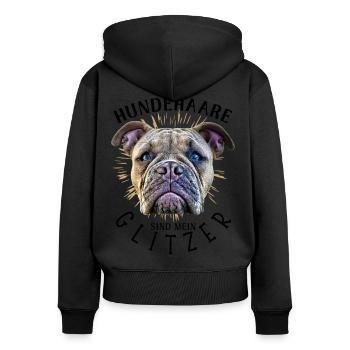 HUNDEHAARE sind mein GLITZER - Hund Hunde - Frauen Premium Bio Zip Hoodie - Schwarz - Hinten - Julia (174cm)