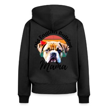 OLD ENGLISH BULLDOG MAMA - Chien Chiens Bouledogue - Sweat à capuche zippé Premium bio Femme - noir - Dos - Julia (174cm)