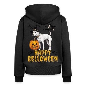 HAPPY BELLOWEEN Halloween Chien Chiens Bouledogue - Sweat à capuche zippé Premium bio Femme - noir - Dos - Julia (174cm)