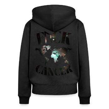 F... CK CANCER - ESPOIR, AMOUR ET COMBAT - Sweat à capuche zippé Premium bio Femme - noir - Dos - Julia (174cm)