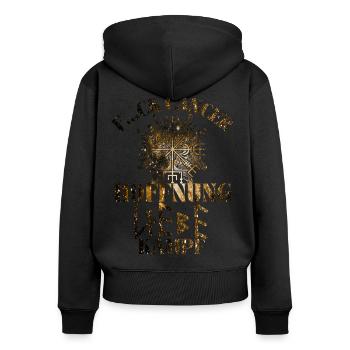 F...CK CANCER - HOFFNUNG, LIEBE & Kampf - Frauen Premium Bio Zip Hoodie - Schwarz - Hinten - Julia (174cm)