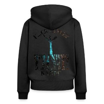 F...CK CANCER - HOFFNUNG, LIEBE & Kampf - Frauen Premium Bio Zip Hoodie - Schwarz - Hinten - Julia (174cm)
