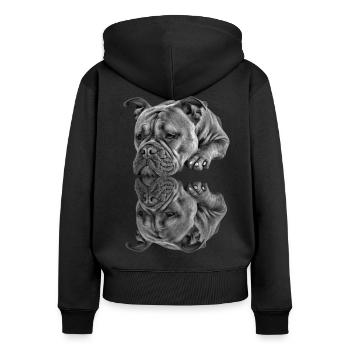 Bulldogge Old English Bulldogge Hund Hunde - Frauen Premium Bio Zip Hoodie - Schwarz - Hinten - Julia (174cm)