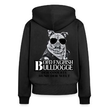 Bulldogge Old English Bulldogge Hund Hunde - Frauen Premium Bio Zip Hoodie - Schwarz - Hinten - Julia (174cm)