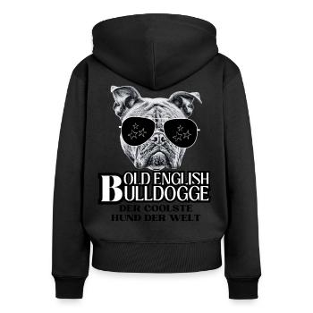 Bulldogge Old English Bulldogge Hund Hunde - Frauen Premium Bio Zip Hoodie - Schwarz - Hinten - Julia (174cm)