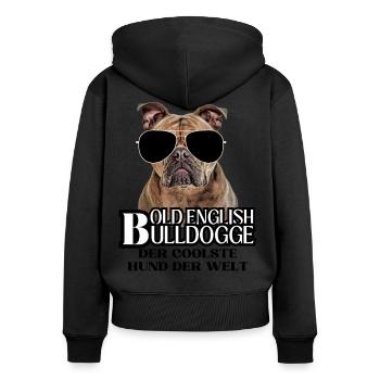 Bulldogge Old English Bulldogge Hund Hunde - Frauen Premium Bio Zip Hoodie - Schwarz - Hinten - Julia (174cm)