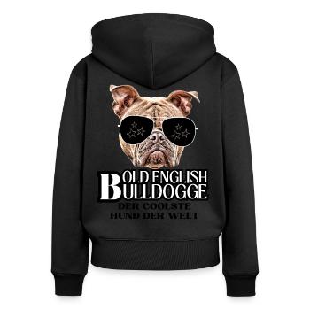 Bulldogge Old English Bulldogge Hund Hunde - Frauen Premium Bio Zip Hoodie - Schwarz - Hinten - Julia (174cm)