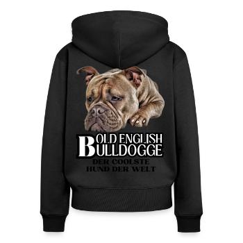 Bulldogge Old English Bulldogge Hund Hunde - Frauen Premium Bio Zip Hoodie - Schwarz - Hinten - Julia (174cm)