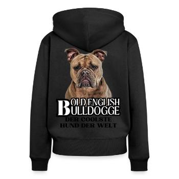 Bulldogge Old English Bulldogge Hund Hunde - Frauen Premium Bio Zip Hoodie - Schwarz - Hinten - Julia (174cm)