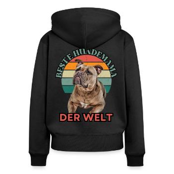 BEST DOG MOM Bulldog Dog Dogs Vieux Anglais - Sweat à capuche zippé Premium bio Femme - noir - Dos - Julia (174cm)