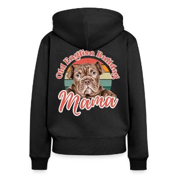 VIEUX BOULEDOGUE ANGLAIS Maman chien chiens bouledogue - Sweat à capuche zippé Premium bio Femme - noir - Dos - Julia (174cm)
