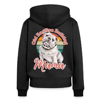 VIEUX BOULEDOGUE ANGLAIS Maman chien chiens bouledogue - Sweat à capuche zippé Premium bio Femme - noir - Dos - Julia (174cm)