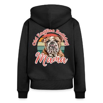 VIEUX BOULEDOGUE ANGLAIS Maman chien chiens bouledogue - Sweat à capuche zippé Premium bio Femme - noir - Dos - Julia (174cm)