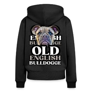 OLD ENGLISH BULLDOG Chien Chiens Bouledogue - Sweat à capuche zippé Premium bio Femme - noir - Dos - Julia (174cm)