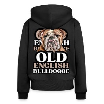 OLD ENGLISH BULLDOG Chien Chiens Bouledogue - Sweat à capuche zippé Premium bio Femme - noir - Dos - Julia (174cm)