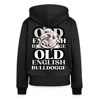 OLD ENGLISH BULLDOG Chien Chiens Bouledogue - Sweat à capuche zippé Premium bio Femme - noir - Dos - Julia (174cm)
