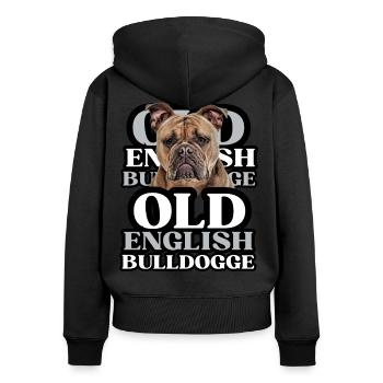 OLD ENGLISH BULLDOG Chien Chiens Bouledogue - Sweat à capuche zippé Premium bio Femme - noir - Dos - Julia (174cm)