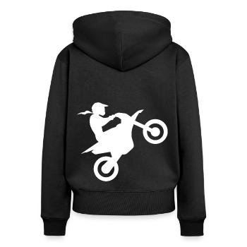 Biker Girl Motocross Motorcyclist Biker Bike - Women's Premium Organic Zip Hoodie - black - Back - Julia (174cm)