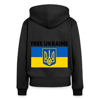 Free ukraine - Frauen Premium Bio Zip Hoodie - Schwarz - Hinten - Julia (174cm)