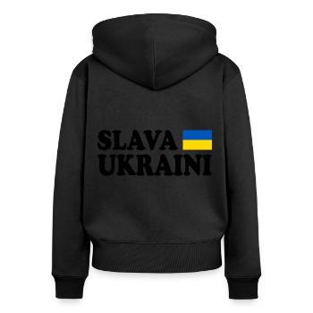 Slava ukraini ukraine - Sweat à capuche zippé Premium bio Femme - noir - Dos - Julia (174cm)