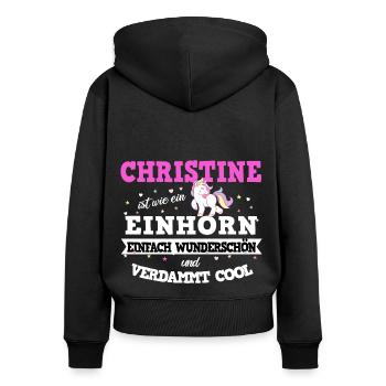 Christine Frauen Vorname Christine Geschenk - Frauen Premium Bio Zip Hoodie - Schwarz - Hinten - Julia (174cm)