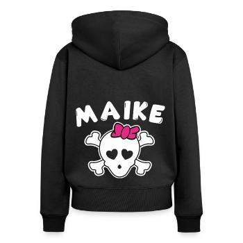 Piratin Maike Design für Mädchen und Frauen - Frauen Premium Bio Zip Hoodie - Schwarz - Hinten - Julia (174cm)