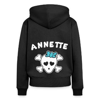 Piratin Annette Design für Mädchen und Frauen - Frauen Premium Bio Zip Hoodie - Schwarz - Hinten - Julia (174cm)