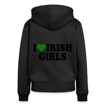 I love irish girls - Frauen Premium Bio Zip Hoodie - Schwarz - Hinten - Julia (174cm)