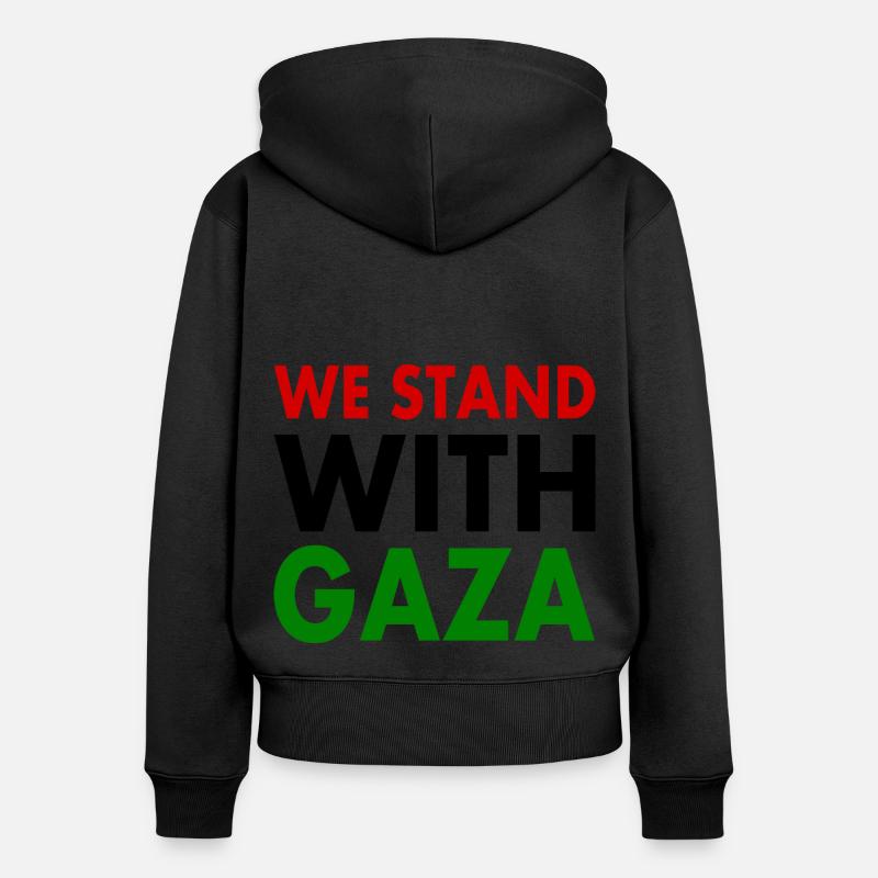 We stand with palestine - Sweat à capuche zippé Premium bio Femme - noir