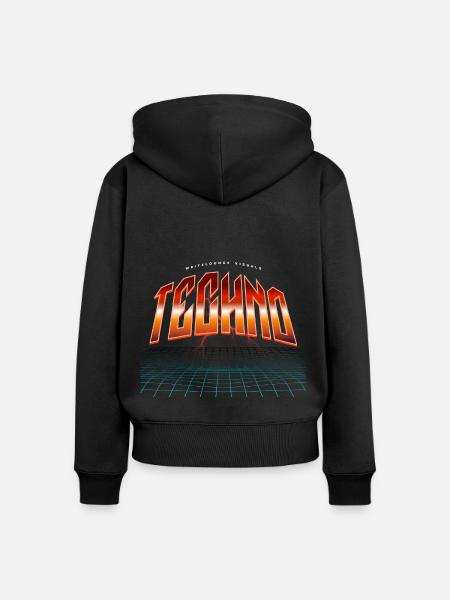 Techno - Frauen Premium Bio Zip Hoodie - Schwarz
